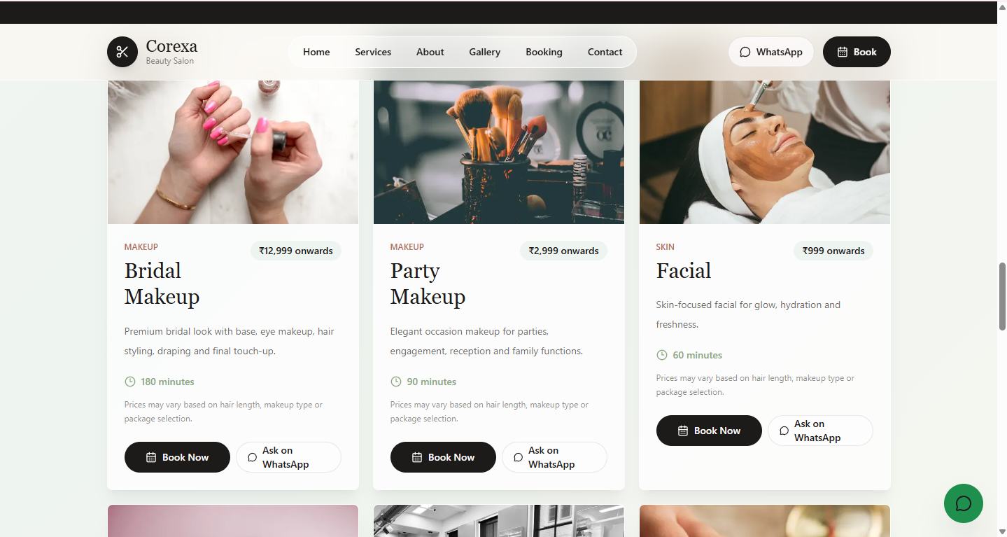 Beauty Parlour Website Development